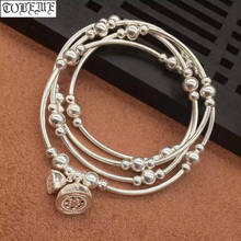 Handmade 925 Silver Beads Bracelet Sterling Beads Women Wrap Bracelet 4 Circle Silver Lotus Charm Beaded Bracelet 2024 - buy cheap