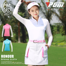 Pgm женские рубашки для гольфа с воротником на молнии, летние солнцезащитные футболки для гольфа с длинным рукавом, Женская дышащая одежда для гольфа с защитой от ультрафиолета AA60448 2024 - купить недорого