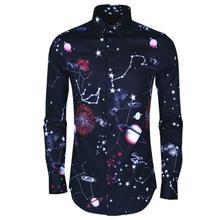 Digital Printing Men Shirt Fashion 100% Cotton Colorized Constellation Printed Long Sleeve Man Shirts Slim Fit Mens Dress Shirt 2024 - buy cheap