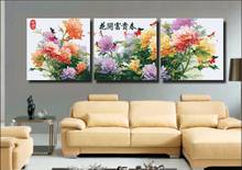3 piece Large Frameless DIY Painting By Numbers Flowers Canvas Oil Paintings Coloring Wall Painting Art Picture Home Decor 2024 - buy cheap