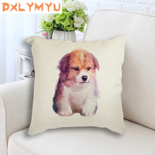 Watercolor Cartoon Dog Animal Printed Pillowcase Nordic Linen Cotton Cushion Decorative Pillow Home Decor Sofa Throw Pillows 2024 - buy cheap