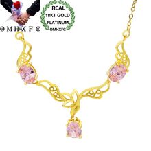 MHXFC Wholesale European Fashion Female Party Wedding Gift Pink Green Purple Oval Zircon Real 18KT Gold Pendant Necklace NL153 2024 - buy cheap