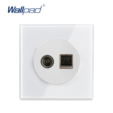 TV And Telephone TEL Socket Wallpad Luxury Tempered Crystal Glass Panel Electric Wall Power Socket Electrical Outlets For Home 2024 - buy cheap