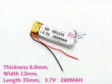 best battery brand 3.7V lithium polymer battery 601235 061235 260mAh For DIY Mp3 GPS PSP bluetooth Headphone Headset BC31 v5.0 2024 - buy cheap