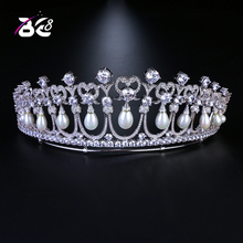 Be 8 2018 New Arrival Tiaras and Crowns Luxury CZ Pearl Princess Pageant Engagement Wedding Hair Accessories for Bridal H057 2024 - buy cheap