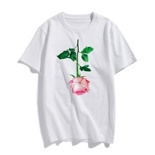 2020 модная футболка с коротким рукавом с рисунком розы в стиле Харадзюку, топ с эстетичным принтом из % хлопка, футболки, повседневная футболка, кавайная Эстетическая парная футболка 2024 - купить недорого
