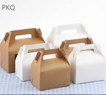 20 шт./лот картонная коробка для упаковки чая, белая коробка из крафт-бумаги, коробка для хранения тортов, печенья, пищевых продуктов, стоячий бумажный упаковочный пакет, коробка для кексов 2024 - купить недорого