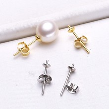 Pendientes de perlas de Plata de Ley 925 para mujer, aretes de tuerca a la moda, piezas de joyería, accesorios 2024 - compra barato