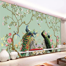 beibehang Custom wallpaper 3d mural flower bird peacock figure living room bedroom background wallpaper papel de parede murals 2024 - buy cheap