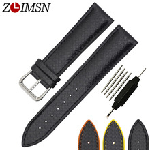 ZLIMSN-Correa de silicona de fibra de carbono para reloj, accesorio Universal de pulsera de goma, resistente al agua, tres colores, 18mm, 20mm, 22mm 2024 - compra barato