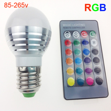 AC85V-265V 3W E27 E14 Color Change LED RGB Magic Light Dimmable Lampada Bulb Spot lamp lighting+24 key IR Remote Controller 1PCS 2024 - buy cheap