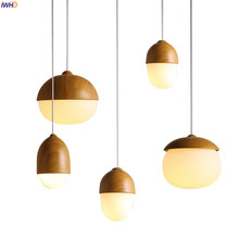 IWHD Nordic Modern LED Pendant Lights Fixtures Dinning Living Room Light Wood Color Glass Ball Pendant Lamp Luminaire Lighting 2024 - buy cheap