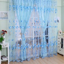 Home Curtains 1M*2M Window Curtains Sheer Voile Tulle Bedroom Living Room Balcony Kitchen Tulip Pattern Home Hanging Decor 2024 - buy cheap