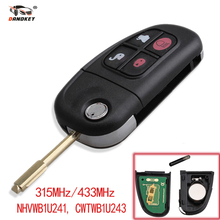 Складной дистанционный ключ Dandkey с 4 кнопками, брелок для автомобильного ключа 315/433 МГц для Jaguar S-Type/XJ8/X-Type 2001-2008 NHVWB1U241/CWTWB1U243 2024 - купить недорого