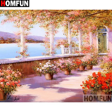 HOMFUN-pintura diamante 5D DIY "paisaje de flores", cuadrados o redondos de imitación bordado de diamantes, estilo punto de cruz 5D, decoración del hogar, A17624 2024 - compra barato