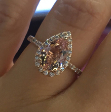 Luxo feminino grande rosa anel de pedra moda rosa ouro jóias de cristal zircão gota de água anel de casamento do vintage anéis para mulher 2024 - compre barato