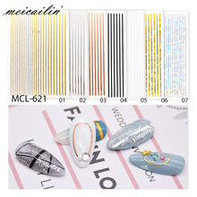 1pc Silver Gold White 3D Nail Sticker Metal Stripe Line Nail Stickers Adhesive Strip Tape Nail Art Stickers Decals Decorations 2024 - buy cheap