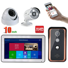 10 inch Wired Wifi Video Door Phone Doorbell Intercom Entry System and 2CH AHD Security Camera,Support Remote APP intercom 2024 - buy cheap