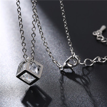 Colar de cristal feminino com pingente, colar quadrado com pingente de polígono geométrico 2024 - compre barato