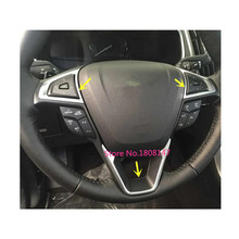 Frete grátis para ford edge 2015 2016 2017 detector de carro em bastão estilo abs cromado kit interior de volante guarnição quadro da lâmpada 2024 - compre barato