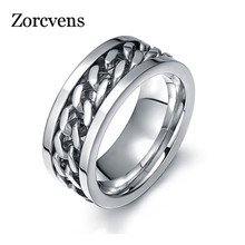 Мужское серебряное кольцо-цепочка ZORCVENS, металлическое ювелирное изделие из титановой стали в стиле панк 2024 - купить недорого