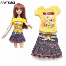 Conjunto de ropa informal para muñeca, camiseta de manga corta amarilla + falda de tutú para Barbies, accesorios para muñecas BJD 1/6, 1Set 2024 - compra barato