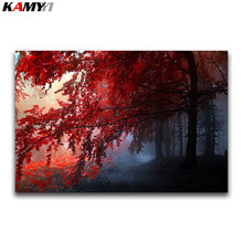 maple tree Full square Diamond embroidery natural 5d DIY Diamond painting Cross stitch landscape round Diamond mosaic red leaves 2024 - buy cheap
