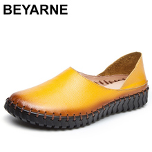 BEYARNE Genuine Leather Flat Shoes Woman Hand-sewn Leather Loafers Soft Flats Moccasins Casual Shoes Women Flats Women ShoeE041 2024 - buy cheap