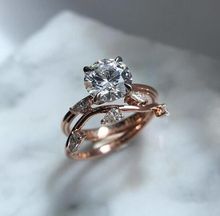 Anillo de piedra de circón con cristales grandes para mujer, joyería de boda, oro rosa, compromiso 2024 - compra barato
