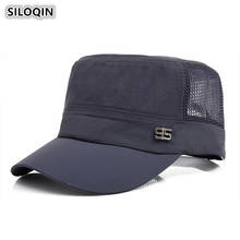SILOQIN Summer Breathable Flat Top Hat Men's Mesh Ventilation Military Hats Adjustable Size Simple Fashion Brands Male Cap Adult 2024 - buy cheap