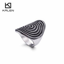 KALEN Unique Stainless Steel Swirling Rings For Men Women Size 7-12 Irregular Snail Pattern Finger Rings Jewelry Accessories 2024 - buy cheap