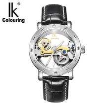 IK coloring Bridge Analog Display Mechanical Male Clock Automatic Wristwatch Golden Bezel Skeleton Watches relogio masculino 2024 - buy cheap