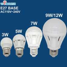 Visworth e27 lâmpadas led 3 w 5 7 9 12 diodo emissor de luz ac 110 v 220 v 240 v smd2835 casa lâmpada led quente branco frio holofotes 2024 - compre barato