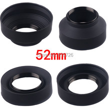 52mm 3-Stage 3 in1 Collapsible Rubber Foldable Lens Hood 52 mm DSIR Lens for Canon Nikon camera 2024 - buy cheap