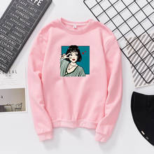 Women Hoodies Autumn Winter Female Long Sleeve Fleece Turtleneck Sweatshirt  Kawaii Cartoon Print Casual Pullover Women Clothing 2024 - buy cheap