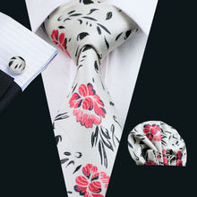 2016 laço de casamento quente hanky abotoaduras conjunto lvorie floral padrão feito à mão gravatas de seda para festa de negócios dos homens gravata LS-225 2024 - compre barato