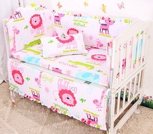 Promotion! 6PCS Baby Crib Set New Baby Bedding Sets Cotton Cartoon Design 100% cotton,include(bumper+sheet+pillow cover) 2024 - buy cheap