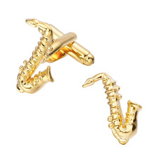 High-end men's shirt brand jewelry gold Cufflinks Sax cufflinks, classic design style French shirt accessories 2024 - buy cheap