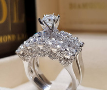 Anillos de boda chapados en plata y circonita de cristal austriaco para mujer, accesorios de joyería para fiesta de compromiso 2024 - compra barato