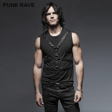 Punk Rave Men's T-shirt Punk Rock Street Fashion T-shirt Gorgeous Cotton Sleeveless Mens Vest Personality Tops Hip Hop Style 2024 - buy cheap