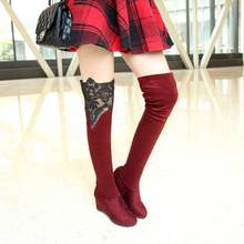 Женские сапоги выше колена Shuangxi. jsd, красные сапоги на резиновой платформе, на шнуровке, на высоком каблуке, на зиму, 2019 2024 - купить недорого