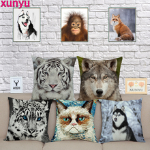 XUNYU Animals Pillow Cover Linen Throw Pillow Case Home Decorative Cushion Cover for Sofa 45x45cm KQ37 2024 - buy cheap