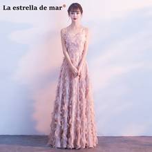 Robe demoiselle d'honneur  new sexy V neck lace feather fringe a Line Burgundy Blush pink bridesmaid dresses long plus size 2024 - buy cheap