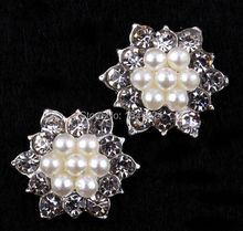 Hot Sale  30 Pieces 17MM Metal Pearl Buttons Flatback Rhinestone Embellishment for Craft Free Shipping 2024 - buy cheap