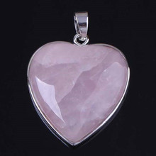 100-Unique Romantic Style 1 Pcs Silver Plated Natural Rose Pink Quartz Heart Shape Pendant For Women Jewelry 2024 - buy cheap