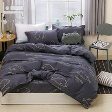 Dark Blue Dolphin Happy Fish Cartoon Bedding Set 3/4pcs Sheet Pillowcase Duvet Cover Sets Bed Linen Home Textile DropShipping 2024 - buy cheap