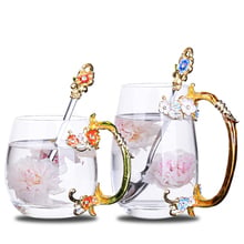 Lead-free glass cup coffee glass office household drinking utensils coffee cup juice flower cup creative wedding holiday gift 2024 - buy cheap