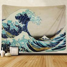 Tapiz colgante de pared Kanagawa Ocean Wave, manta de montaje, decoración artística para el hogar 2024 - compra barato