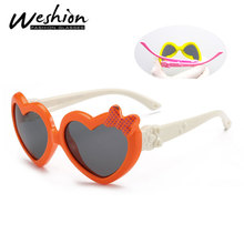 Heart Sunglasses Kids Polarized For Girls Retro Eyeglasses TR90 Flexible Safety Flower Frame Glasses Children Shades UV400 2024 - buy cheap