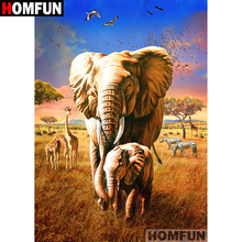 Алмазная вышивка HOMFUN A07205, 5D картина «сделай сам» с квадратными/круглыми стразами, животное, слон, вышивка крестиком, домашний декор, подарок 2024 - купить недорого